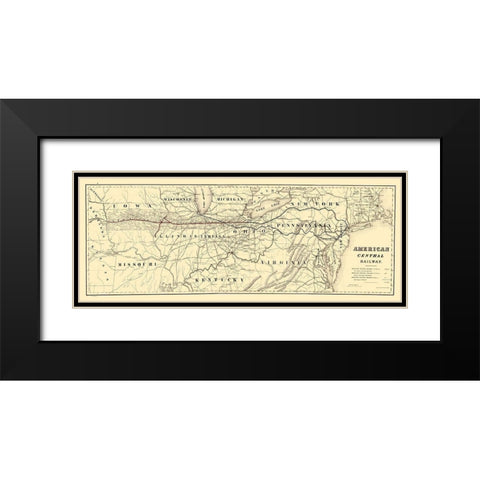 American Central Railway - Bien 1886 Black Modern Wood Framed Art Print with Double Matting by Bien