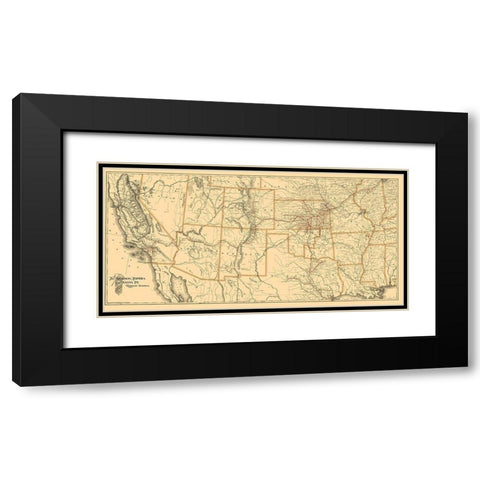 Atchison, Topeka Santa Fe Railway System 1899 Black Modern Wood Framed Art Print with Double Matting by American Bank Note