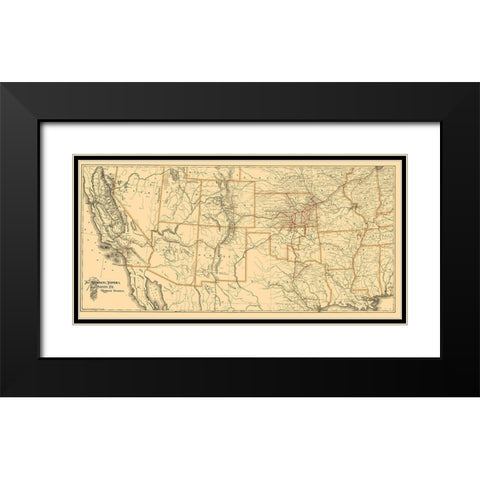 Atchison, Topeka Santa Fe Railway System 1899 Black Modern Wood Framed Art Print with Double Matting by American Bank Note