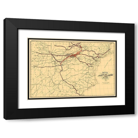 Atlantic and Great Western Railway - Bihan 1866 Black Modern Wood Framed Art Print with Double Matting by Bihan