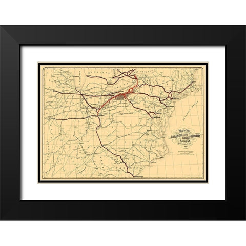 Atlantic and Great Western Railway - Bihan 1866 Black Modern Wood Framed Art Print with Double Matting by Bihan