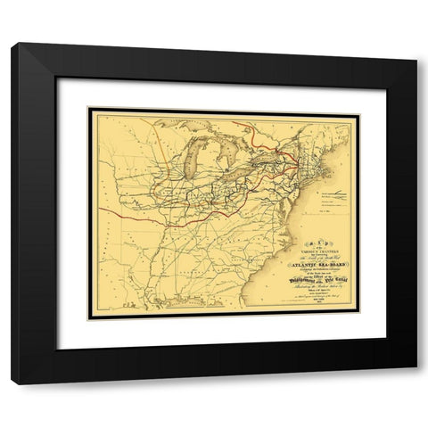 Atlantic Seaboard Trade Routes - Alpine 1853 Black Modern Wood Framed Art Print with Double Matting by Alpine