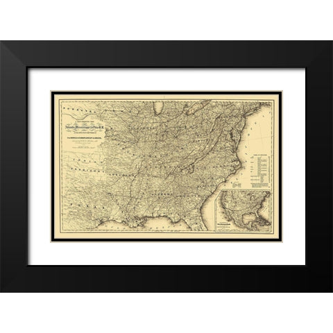 Atlantic, Mississippi and Ohio Railroad 1867 Black Modern Wood Framed Art Print with Double Matting by Colton