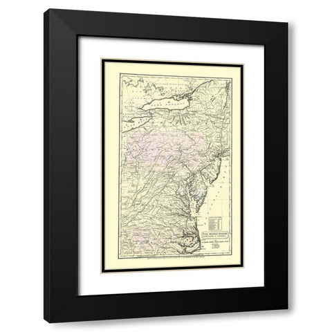 Eastern United States - Huntington 1830 Black Modern Wood Framed Art Print with Double Matting by Huntington