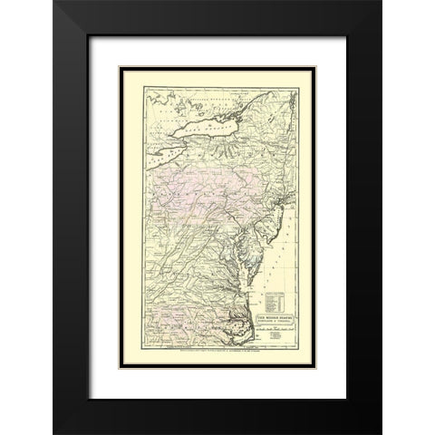 Eastern United States - Huntington 1830 Black Modern Wood Framed Art Print with Double Matting by Huntington