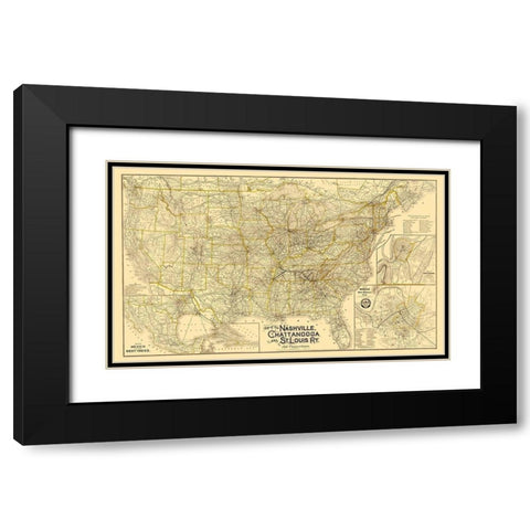 Nashville, Chattanooga and St Louis Railway 1889 Black Modern Wood Framed Art Print with Double Matting by Danley