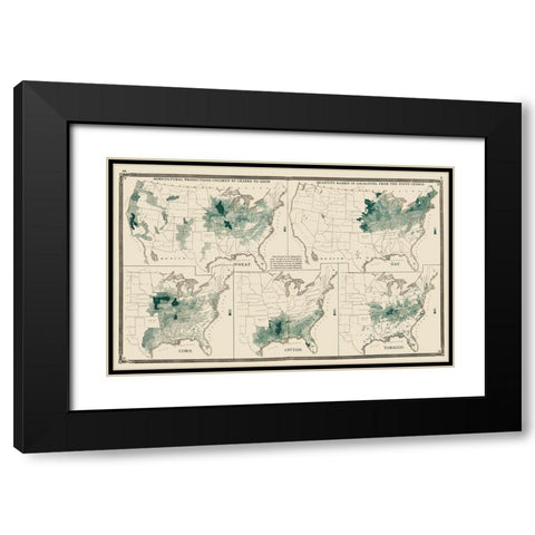 US Agriculture Production - Baskin 1876 Black Modern Wood Framed Art Print with Double Matting by Baskin