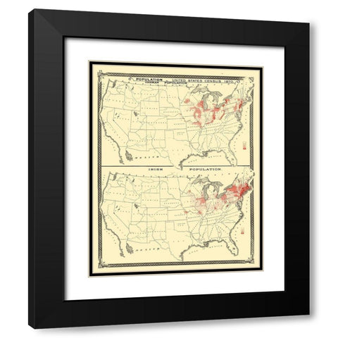 US Immigrant Distribution - Baskin 1876 Black Modern Wood Framed Art Print with Double Matting by Baskin
