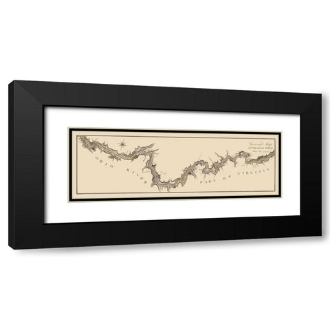 Ohio River - Collot 1796 Black Modern Wood Framed Art Print with Double Matting by Collot