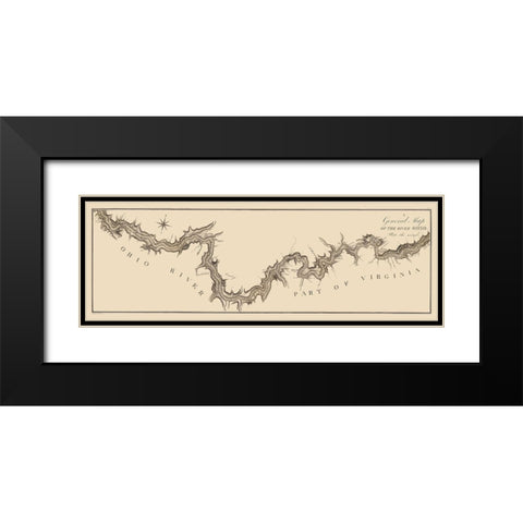 Ohio River - Collot 1796 Black Modern Wood Framed Art Print with Double Matting by Collot