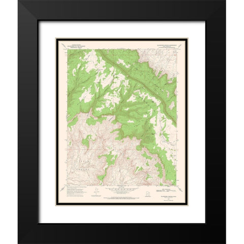 Blackburn Canyon Utah Quad - USGS 1968 Black Modern Wood Framed Art Print with Double Matting by USGS