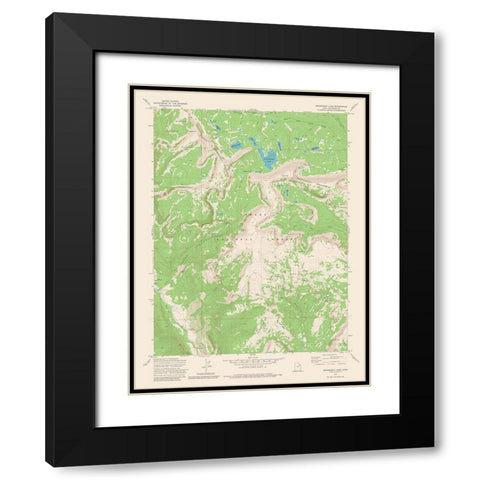 Grandaddy Lake Utah Quad - USGS 1972 Black Modern Wood Framed Art Print with Double Matting by USGS