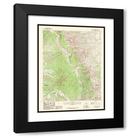 Golden Throne Utah Quad - USGS 1987 Black Modern Wood Framed Art Print with Double Matting by USGS