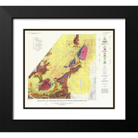 Iron Springs District Utah - USGS 1944 Black Modern Wood Framed Art Print with Double Matting by USGS