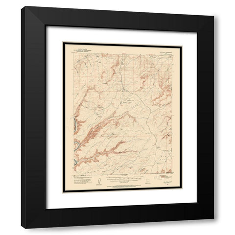 Knoll Utah Quad - USGS 1954 Black Modern Wood Framed Art Print with Double Matting by USGS