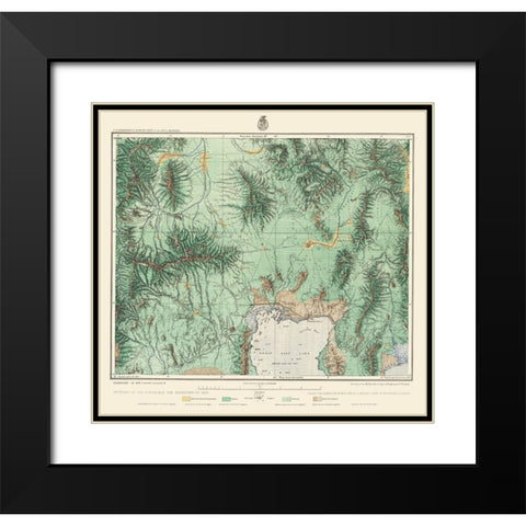 Utah North West, Idaho South East - US Army 1877 Black Modern Wood Framed Art Print with Double Matting by US Army
