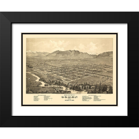 Ogden Utah - Glover 1875 Black Modern Wood Framed Art Print with Double Matting by Glover