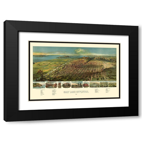 Salt Lake City Utah - American Pub Co 1891 Black Modern Wood Framed Art Print with Double Matting by American Pub Co