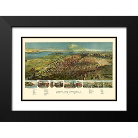 Salt Lake City Utah - American Pub Co 1891 Black Modern Wood Framed Art Print with Double Matting by American Pub Co