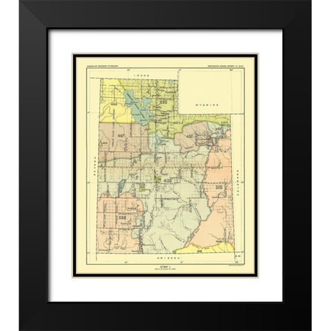 Utah - Great Salt Lake - Hoen 1896 Black Modern Wood Framed Art Print with Double Matting by Hoen