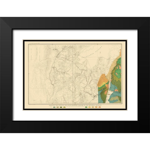 Mesozoic Terraces South Western Portion - USGS Black Modern Wood Framed Art Print with Double Matting by USGS