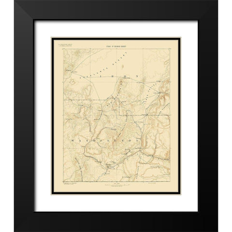 St George Utah Sheet - USGS 1891 Black Modern Wood Framed Art Print with Double Matting by USGS