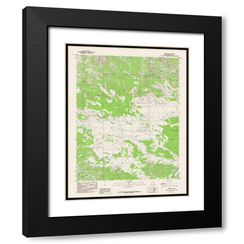 Torrey Utah Quad - USGS 1985 Black Modern Wood Framed Art Print with Double Matting by USGS
