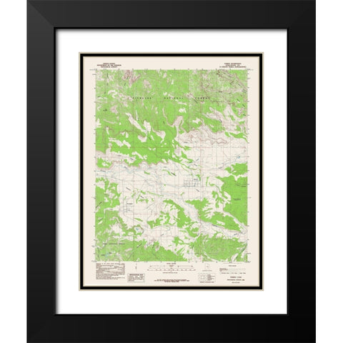 Torrey Utah Quad - USGS 1985 Black Modern Wood Framed Art Print with Double Matting by USGS