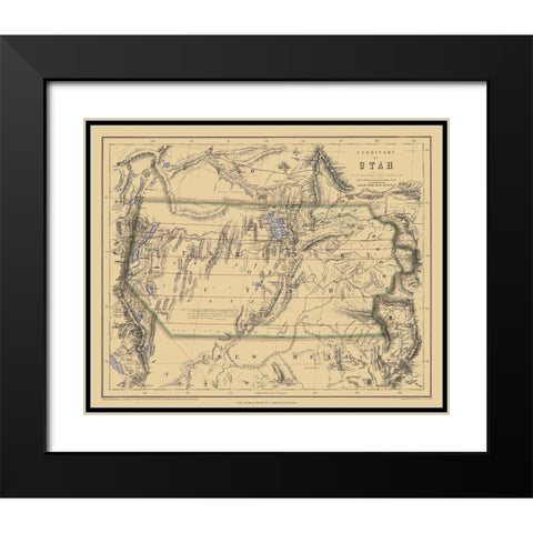 Utah Territory - Rogers and Holt 1857 Black Modern Wood Framed Art Print with Double Matting by Rogers