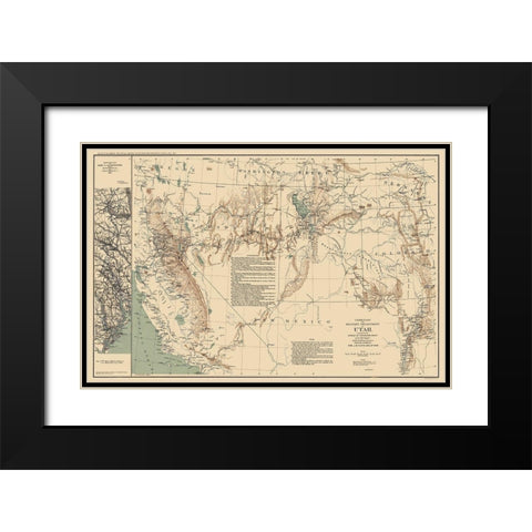 Utah Territory - US War Dept 1860 Black Modern Wood Framed Art Print with Double Matting by US War Dept