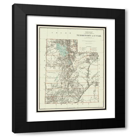 Utah Territory - Dept of Interior 1879 Black Modern Wood Framed Art Print with Double Matting by DOI