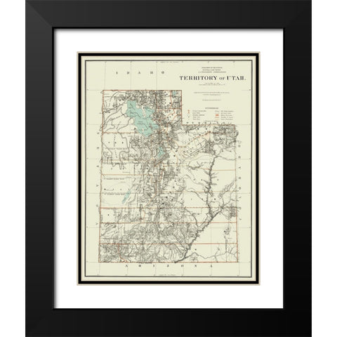 Utah Territory - Dept of Interior 1879 Black Modern Wood Framed Art Print with Double Matting by DOI