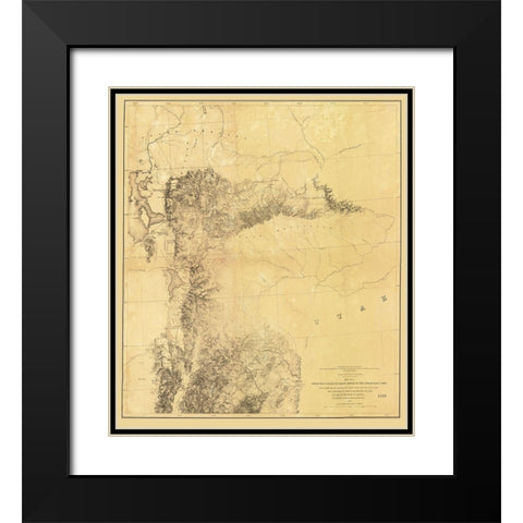 Utah Railroad Survey, Map 1 - Siebert 1855 Black Modern Wood Framed Art Print with Double Matting by Siebert