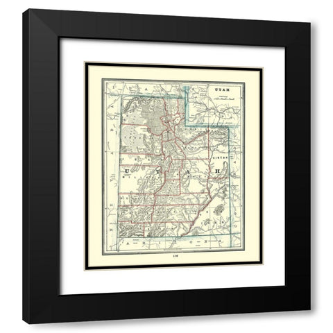 Utah - Rathbun 1893 Black Modern Wood Framed Art Print with Double Matting by Rathbun