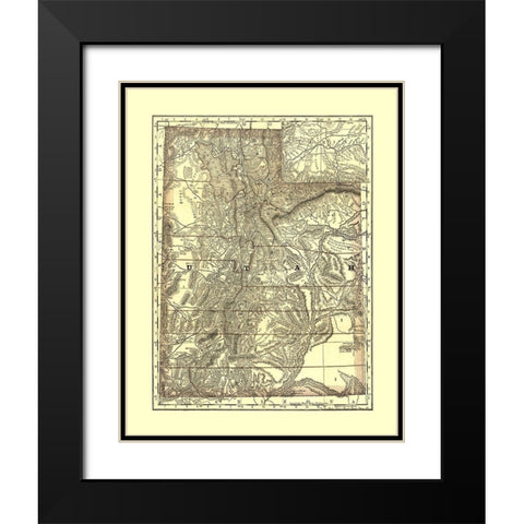 Utah - Rand McNally 1876 Black Modern Wood Framed Art Print with Double Matting by Rand McNally
