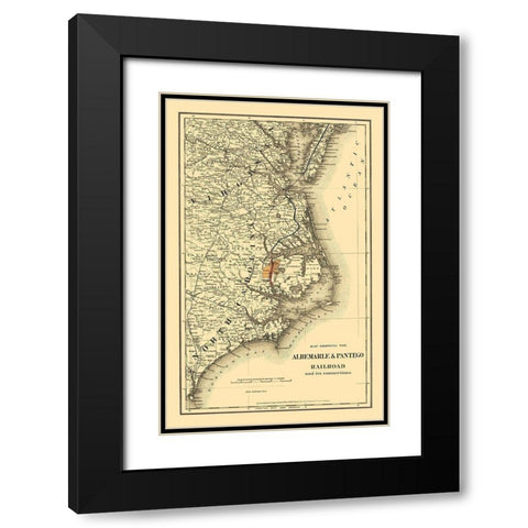 Albemarle and Pantego Railroad Connections 1887 Black Modern Wood Framed Art Print with Double Matting by Colton