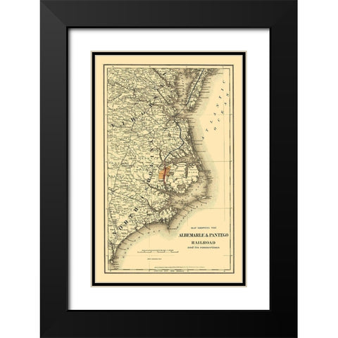 Albemarle and Pantego Railroad Connections 1887 Black Modern Wood Framed Art Print with Double Matting by Colton