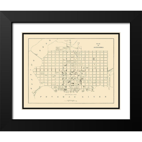 Alexandria Virginia - 1862 Black Modern Wood Framed Art Print with Double Matting by Unknown