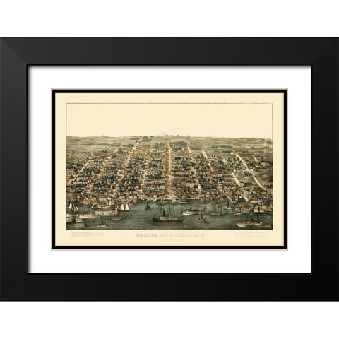 Alexandria Virginia - 1863 Black Modern Wood Framed Art Print with Double Matting by Unknown