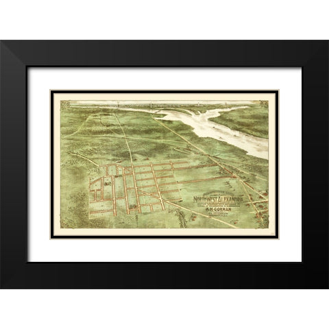 Alexandria Virginia - Gorman 1890 Black Modern Wood Framed Art Print with Double Matting by Gorman
