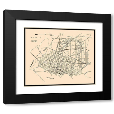 Alexandria Virginia - Peyton 1915 Black Modern Wood Framed Art Print with Double Matting by Peyton