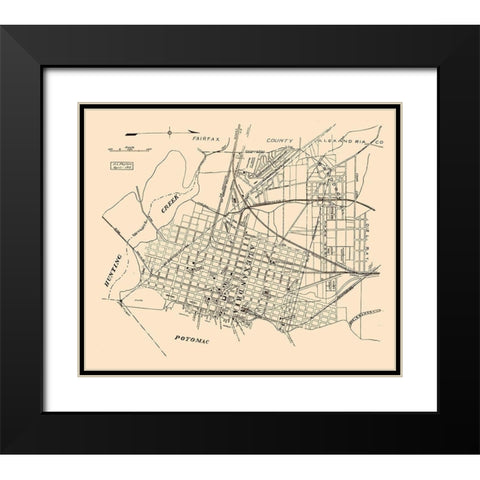 Alexandria Virginia - Peyton 1915 Black Modern Wood Framed Art Print with Double Matting by Peyton