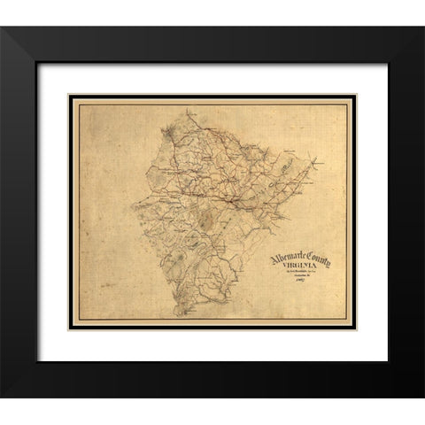 Albemarle County Virginia - Hotchkifs 1867 Black Modern Wood Framed Art Print with Double Matting by Hotchkifs