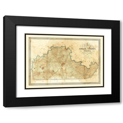 Amelia County Virginia - Booker 1850 Black Modern Wood Framed Art Print with Double Matting by Booker
