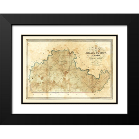 Amelia County Virginia - Booker 1850 Black Modern Wood Framed Art Print with Double Matting by Booker