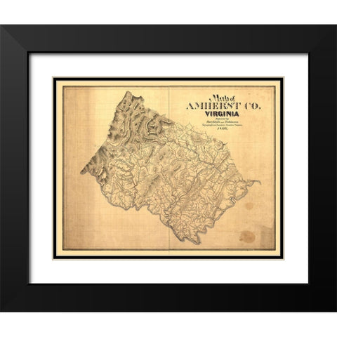Amherst County Virginia - Hotchkiss 1866 Black Modern Wood Framed Art Print with Double Matting by Hotchkiss
