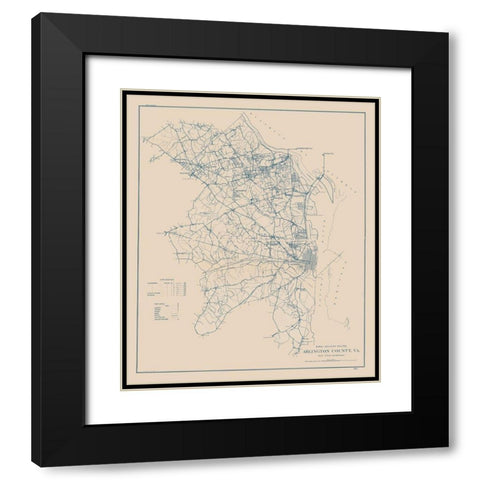 Arlington County Virginia - 1920 Black Modern Wood Framed Art Print with Double Matting by Unknown