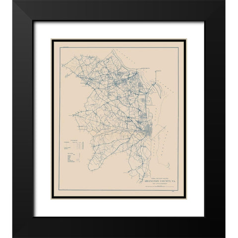 Arlington County Virginia - 1920 Black Modern Wood Framed Art Print with Double Matting by Unknown