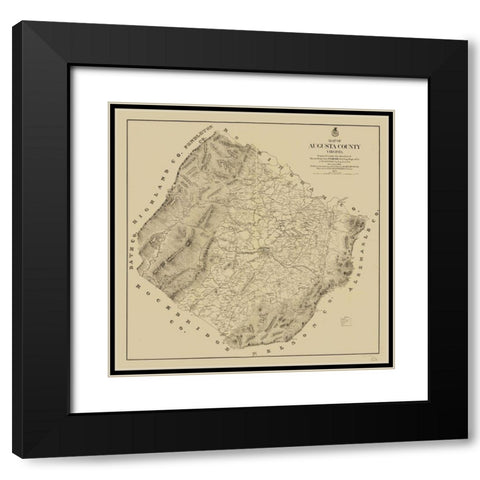 Augusta County Virginia - Hotchkiss 1875 Black Modern Wood Framed Art Print with Double Matting by Hotchkiss