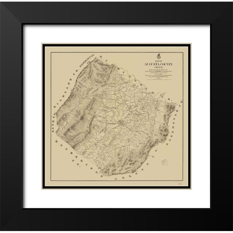 Augusta County Virginia - Hotchkiss 1875 Black Modern Wood Framed Art Print with Double Matting by Hotchkiss